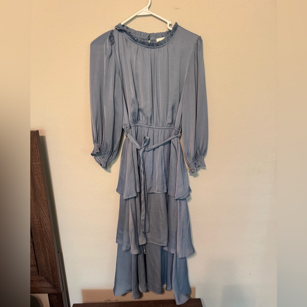 Blue Ruffled Tiered Gown
